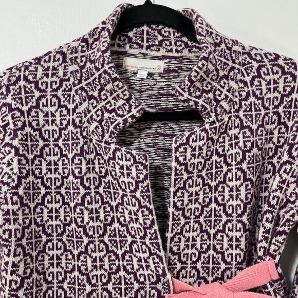 Odd Molly 233 Purple Cable Knit Cotton Cardigan Sweater + Pink Bow [size M/2] - Picture 2 of 8